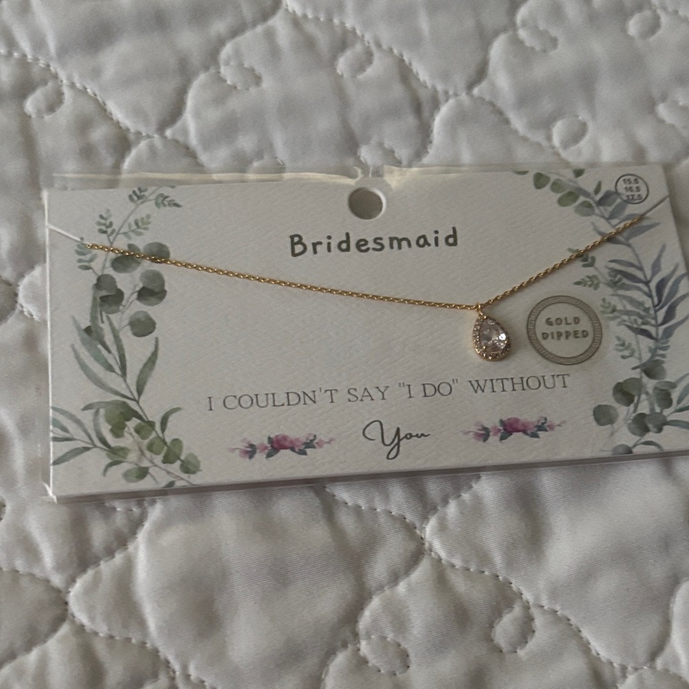 Gold Dipped Bridesmaid Necklace with Sparkling Charm